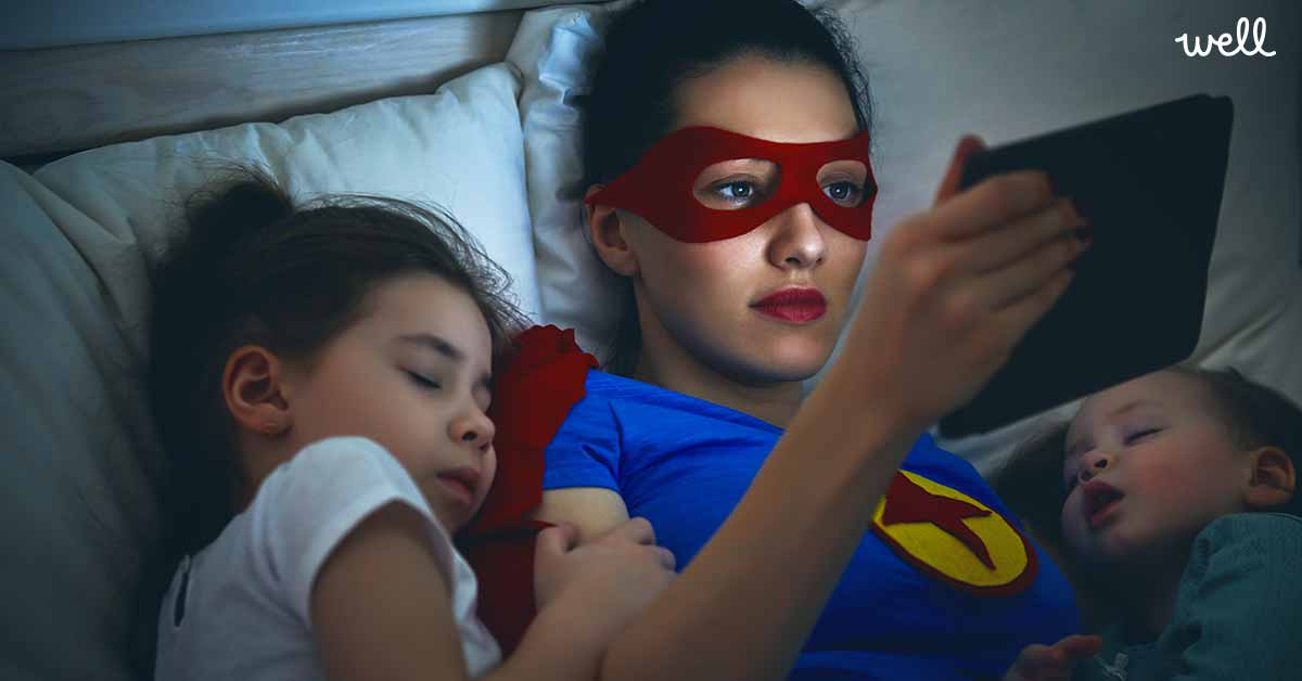 A superhero mother with mortgage protection insurance protects her children